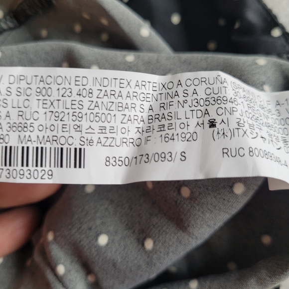 Zara Satin Feel Black and White Polka Dot Midi Dress Slit Skirt Small - Picture 9 of 11